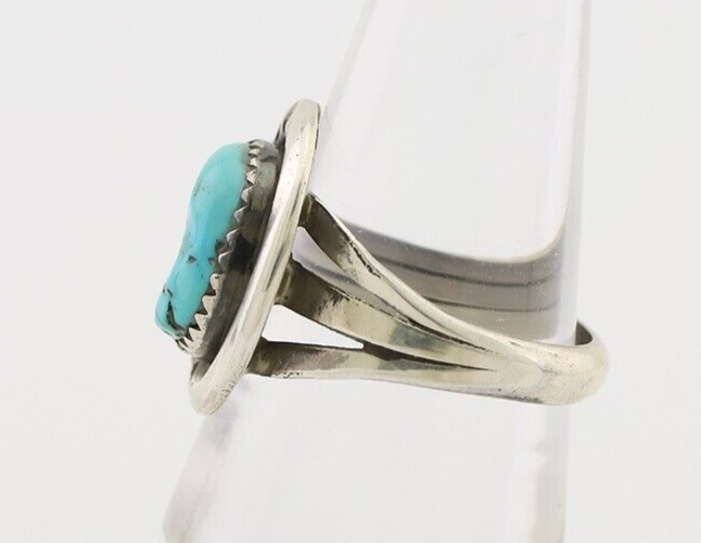 Navajo Ring 925 Silver Sleeping Beauty Turquoise Signed IROYBAI C.80's