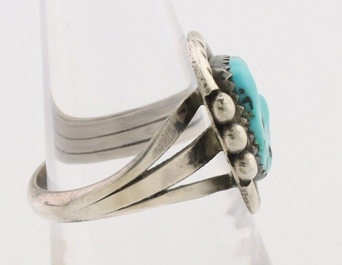 Navajo Ring 925 Silver Sleeping Beauty Turquoise Signed IROYBAI C.80's