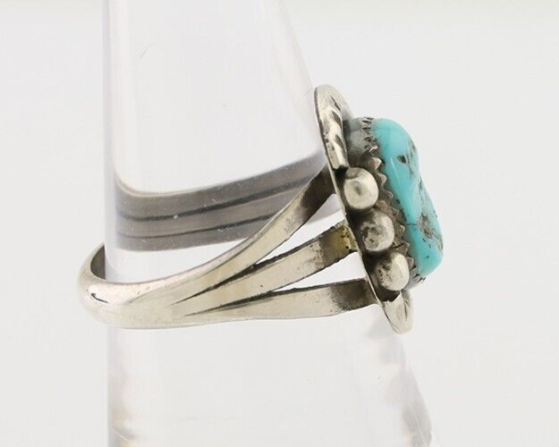 Navajo Ring 925 Silver Sleeping Beauty Turquoise Signed IROYBAI C.80's