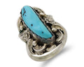 Navajo Ring 925 Silver Sleeping Beauty Turquoise Signed JJM C.80's