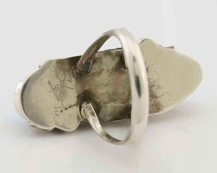 Navajo Ring 925 Silver Sleeping Beauty Turquoise Signed Joe Charlie C.80's