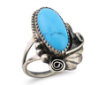 Navajo Ring 925 Silver Sleeping Beauty Turquoise Signed Justin Morris C.80's