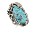 Navajo Ring 925 Silver Sleeping Beauty Turquoise Signed Justin Morris C.80's