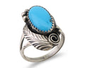 Navajo Ring 925 Silver Sleeping Beauty Turquoise Signed Justin Morris C.80's