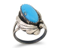 Navajo Ring 925 Silver Sleeping Beauty Turquoise Signed Justin Morris C.80's