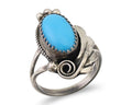 Navajo Ring 925 Silver Sleeping Beauty Turquoise Signed Justin Morris C.80's