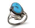Navajo Ring 925 Silver Sleeping Beauty Turquoise Signed Justin Morris C.80's