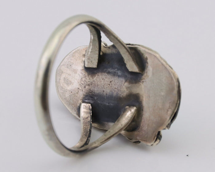 Navajo Ring 925 Silver Sleeping Beauty Turquoise Signed Justin Morris C.80's