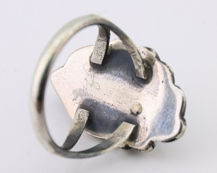 Navajo Ring 925 Silver Sleeping Beauty Turquoise Signed Justin Morris C.80's