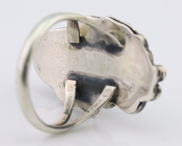 Navajo Ring 925 Silver Sleeping Beauty Turquoise Signed Justin Morris C.80's