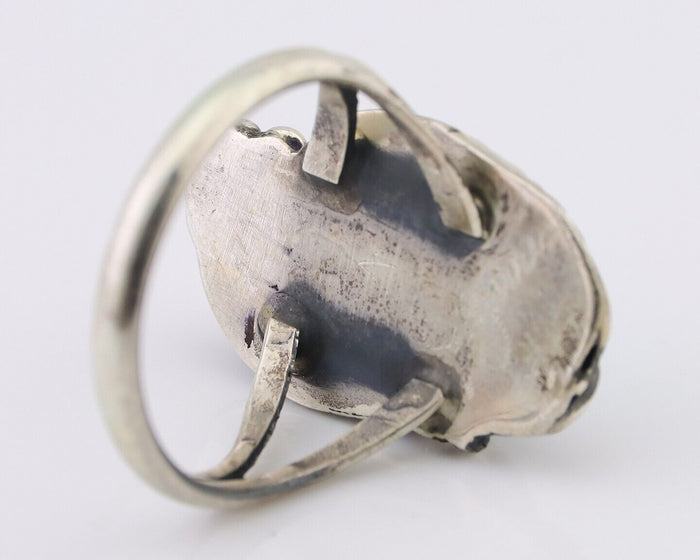 Navajo Ring 925 Silver Sleeping Beauty Turquoise Signed Justin Morris C.80's
