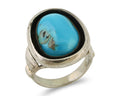 Navajo Ring 925 Silver Sleeping Beauty Turquoise Signed M Montoya C.80's