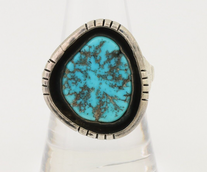 Navajo Ring 925 Silver Sleeping Beauty Turquoise Signed M Montoya C.80's