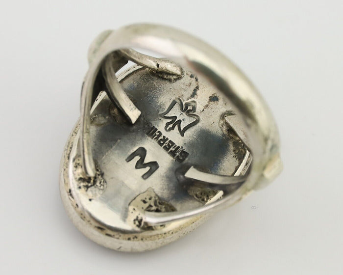 Navajo Ring 925 Silver Sleeping Beauty Turquoise Signed M Montoya C.80's