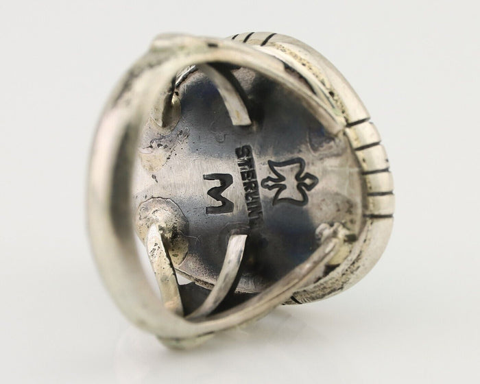 Navajo Ring 925 Silver Sleeping Beauty Turquoise Signed M Montoya C.80's
