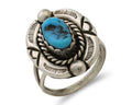 Navajo Ring 925 Silver Sleeping Beauty Turquoise Signed V & N EDSITTY C.80's