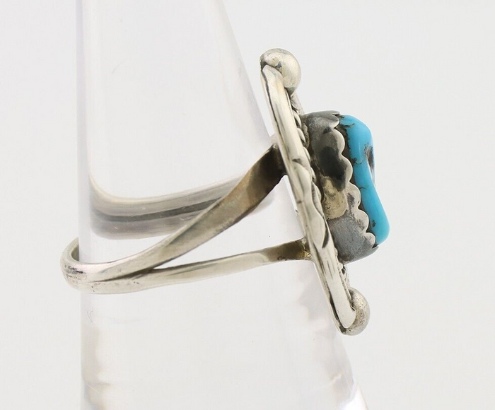 Navajo Ring 925 Silver Sleeping Beauty Turquoise Signed V & N EDSITTY C.80's