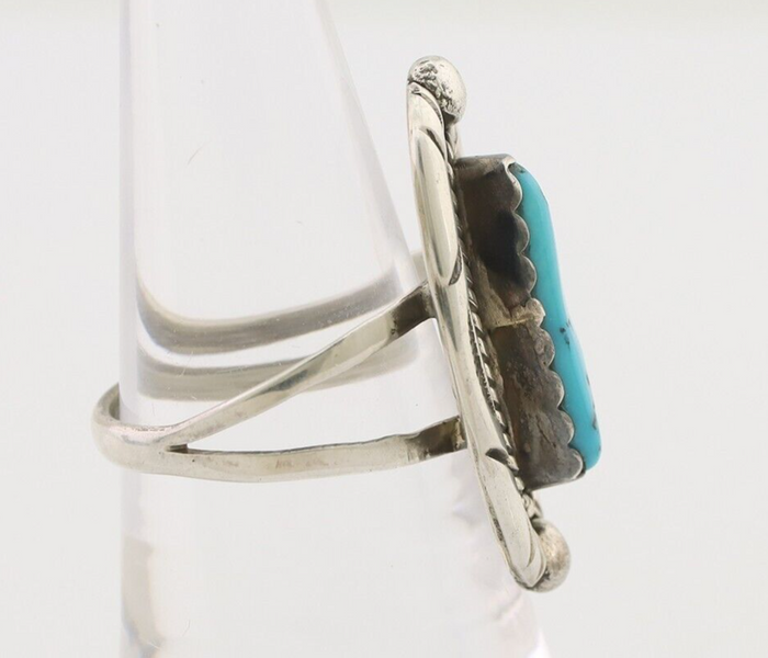 Navajo Ring 925 Silver Sleeping Beauty Turquoise Signed V & N EDSITTY C.80's