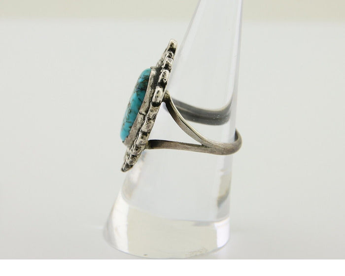 Navajo Ring 925 Silver Spiderweb Turquoise Artist Siged Jerry Johnson C.80's