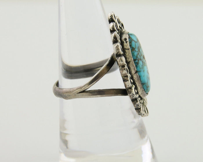 Navajo Ring 925 Silver Spiderweb Turquoise Artist Siged Jerry Johnson C.80's