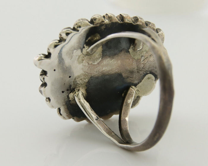 Navajo Ring 925 Silver Spiderweb Turquoise Artist Siged Jerry Johnson C.80's