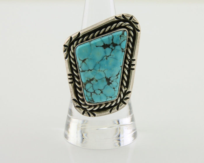 Navajo Ring 925 Silver Spiderweb Turquoise Artist Siged L Bennett C.80's