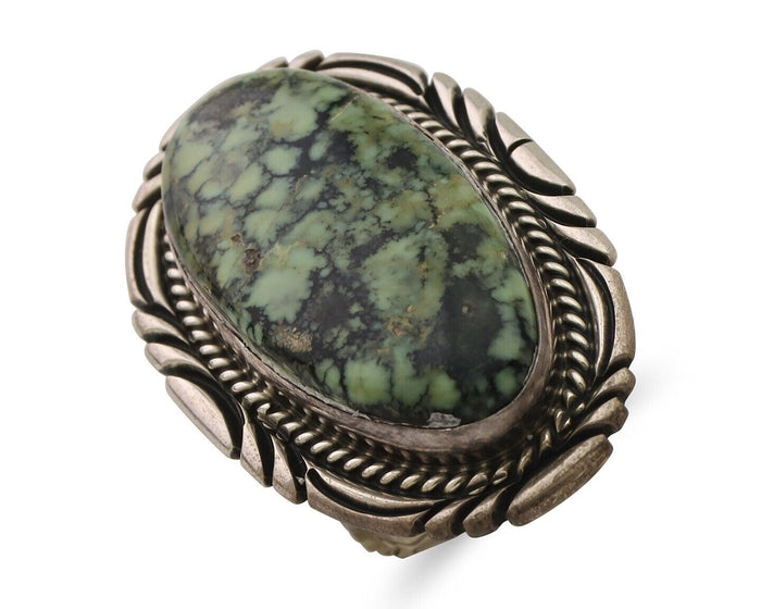 Navajo Ring 925 Silver Spiderweb Turquoise Artist Signed Big T C.80's