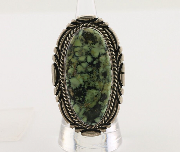 Navajo Ring 925 Silver Spiderweb Turquoise Artist Signed Big T C.80's