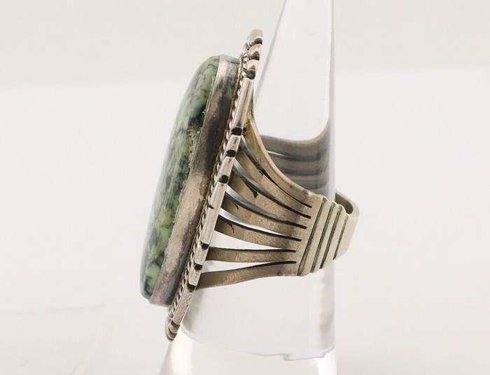 Navajo Ring 925 Silver Spiderweb Turquoise Artist Signed Big T C.80's