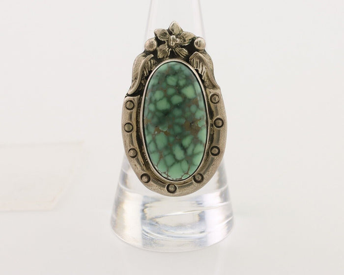 Navajo Ring 925 Silver Spiderweb Turquoise Artist Signed Carol Felley C.80's