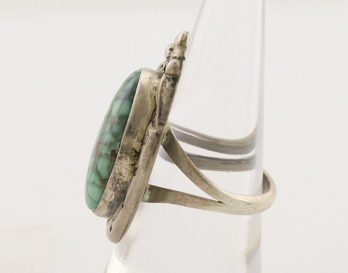 Navajo Ring 925 Silver Spiderweb Turquoise Artist Signed Carol Felley C.80's