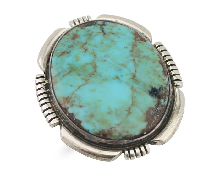 Navajo Ring 925 Silver Spiderweb Turquoise Artist Signed Doug Zachary C.80's