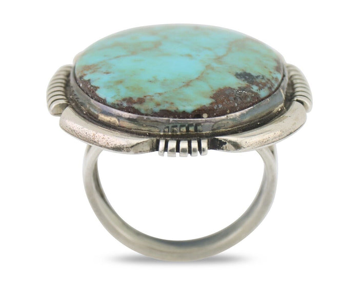 Navajo Ring 925 Silver Spiderweb Turquoise Artist Signed Doug Zachary C.80's