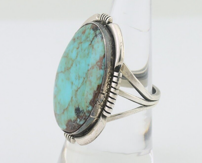 Navajo Ring 925 Silver Spiderweb Turquoise Artist Signed Doug Zachary C.80's