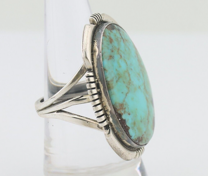 Navajo Ring 925 Silver Spiderweb Turquoise Artist Signed Doug Zachary C.80's