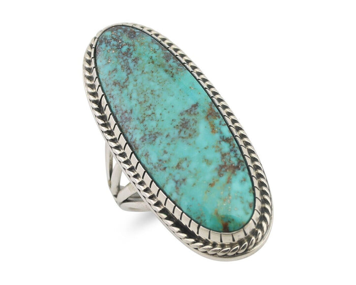 Navajo Ring 925 Silver Spiderweb Turquoise Artist Signed MH C.80's