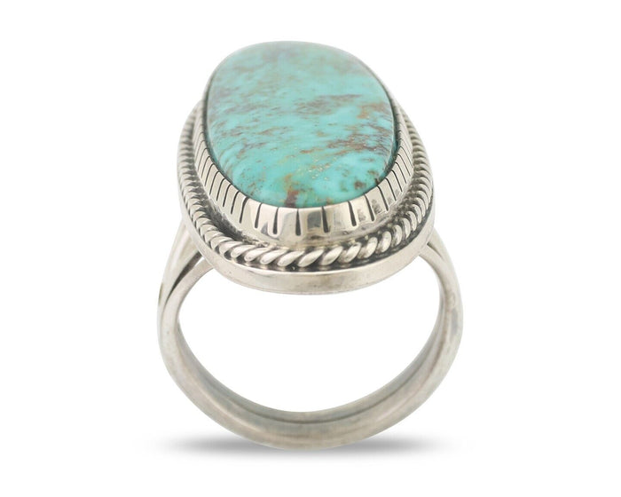 Navajo Ring 925 Silver Spiderweb Turquoise Artist Signed MH C.80's