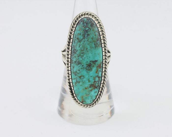 Navajo Ring 925 Silver Spiderweb Turquoise Artist Signed MH C.80's
