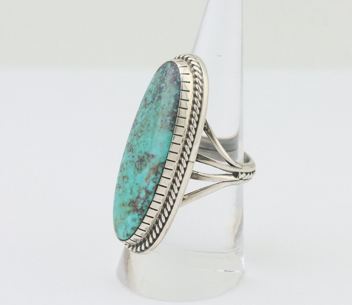Navajo Ring 925 Silver Spiderweb Turquoise Artist Signed MH C.80's