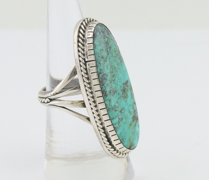 Navajo Ring 925 Silver Spiderweb Turquoise Artist Signed MH C.80's