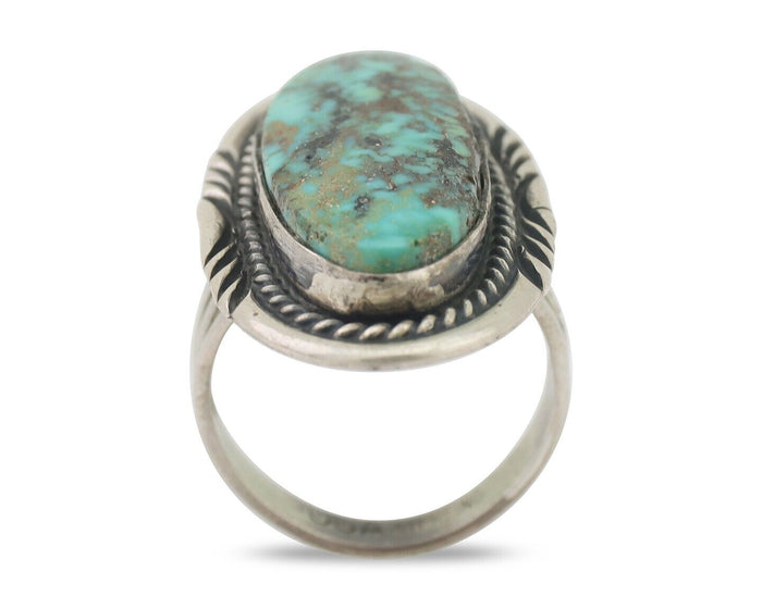 Navajo Ring 925 Silver Spiderweb Turquoise Artist Signed USA C.80's