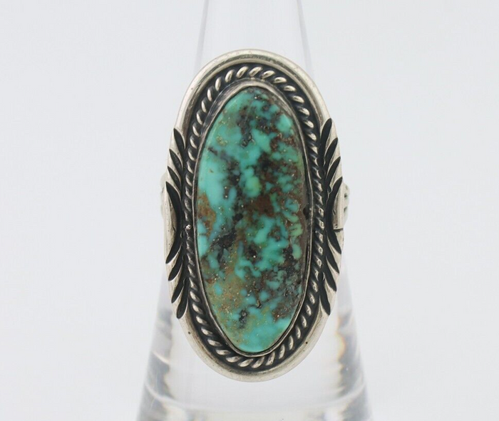 Navajo Ring 925 Silver Spiderweb Turquoise Artist Signed USA C.80's