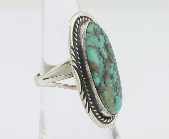 Navajo Ring 925 Silver Spiderweb Turquoise Artist Signed USA C.80's