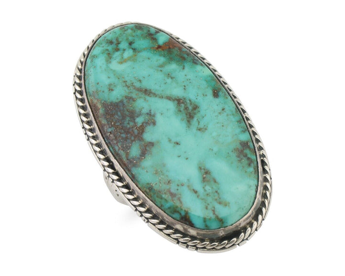 Navajo Ring 925 Silver Spiderweb Turquoise Native American Artist C.80's