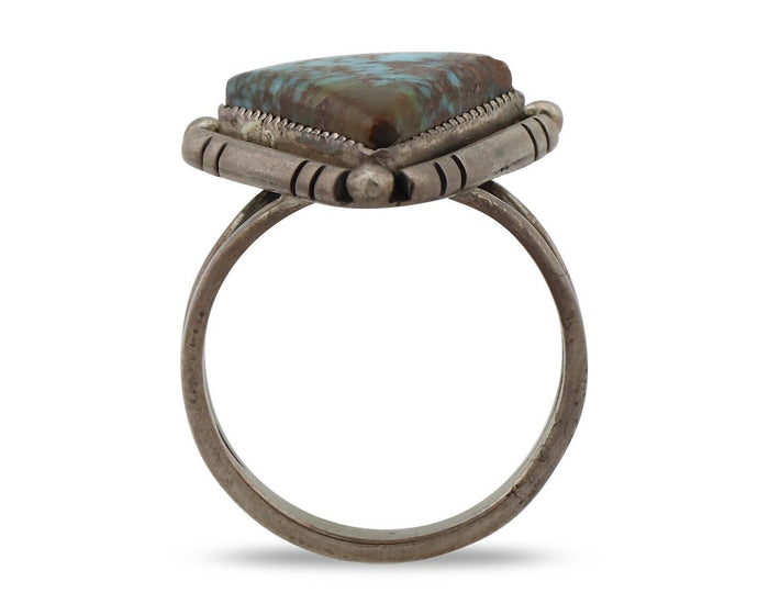 Navajo Ring 925 Silver Spiderweb Turquoise Native American Artist C.80's