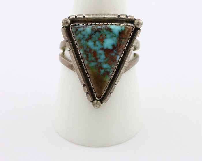 Navajo Ring 925 Silver Spiderweb Turquoise Native American Artist C.80's