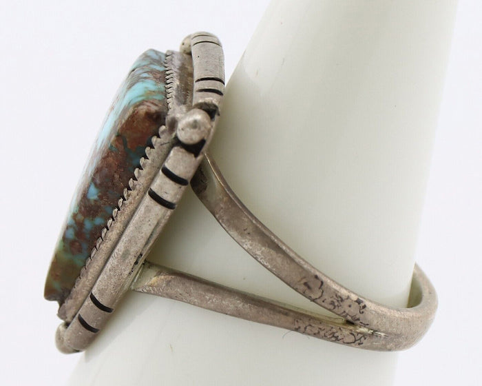 Navajo Ring 925 Silver Spiderweb Turquoise Native American Artist C.80's