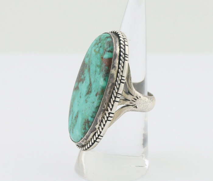 Navajo Ring 925 Silver Spiderweb Turquoise Native American Artist C.80's