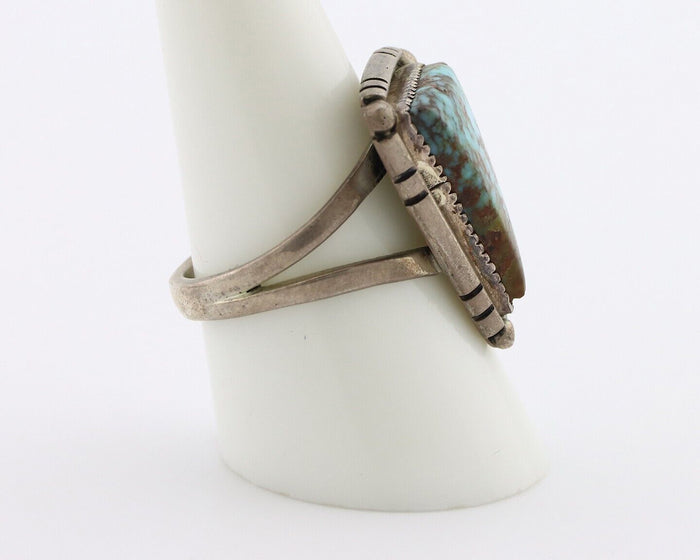 Navajo Ring 925 Silver Spiderweb Turquoise Native American Artist C.80's
