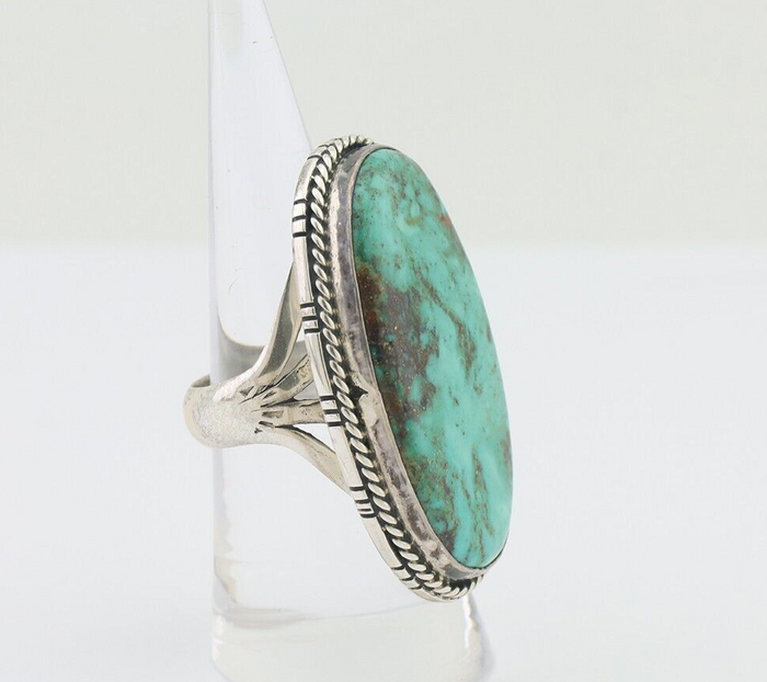Navajo Ring 925 Silver Spiderweb Turquoise Native American Artist C.80's